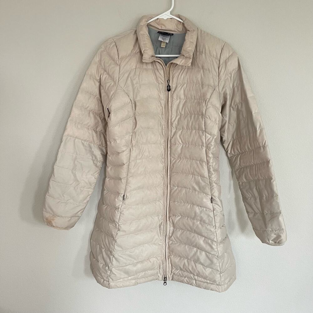 Patagonia Beige Fiona Down Puffer Longline Parka Coat (S)